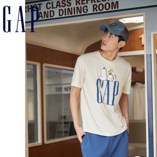 [Snoopy Co-branded] เสื้อยืดแขนสั้น พิมพ์ลาย Gap สไตล์สปอร์ต แฟชั่นฤดูร้อน สําหรับผู้ชาย และผู้หญิง