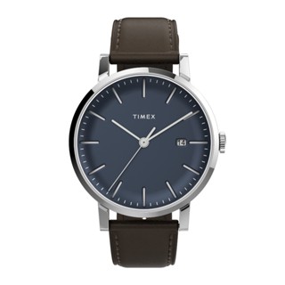 Timex TW2V36500 Midtown นาฬิกาข้อมือผู้ชาย สายหนังสีน้ำตาลเข้ม หน้าปัด 38 มม.