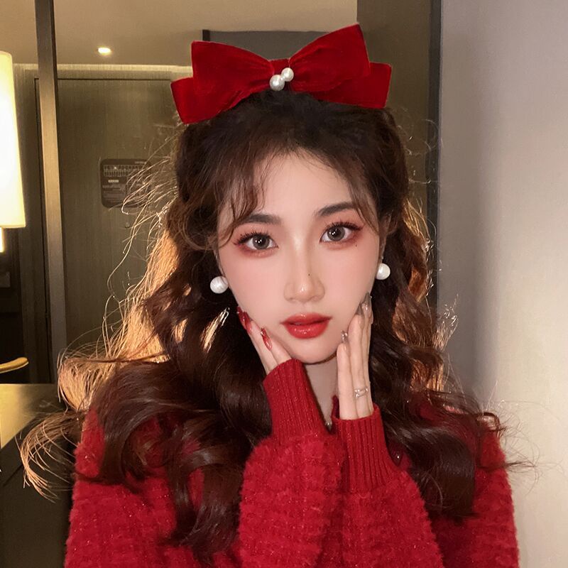 กิ๊บติดผม ผ้ากํามะหยี่ ประดับโบ สีดํา แฟชั่นฤดูใบไม้ร่วง และฤดูหนาว สไตล์ฝรั่งเศส สําหรับผู้หญิง - รูปที่ 6