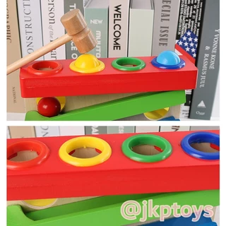ของเล่นเไม้สริมพัฒนาการ ค้อนทุบลูกบอลฝึกการเคลื่อนไหว การหยิบจับ