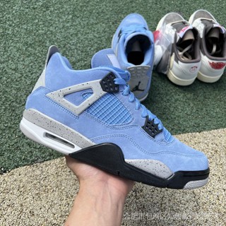 Aj4 รุ่นพิเศษ LJR Air Jordan 4 AJ4 North Carolina Suede ขนาดเล็ก สีฟ้า