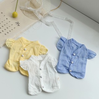 💥พร้อมส่ง💥B49 เสื้อแขนสั้นแต่งกระดุมหน้า  เสื้อผ้าสัตว์เลี้ยง เสื้อหมา เสื้อแมว