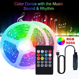 แถบไฟ LED RGB 5050 USB ยืดหยุ่น ควบคุมเสียงเพลง พร้อมแถบไฟ 20 คีย์ สําหรับรถยนต์