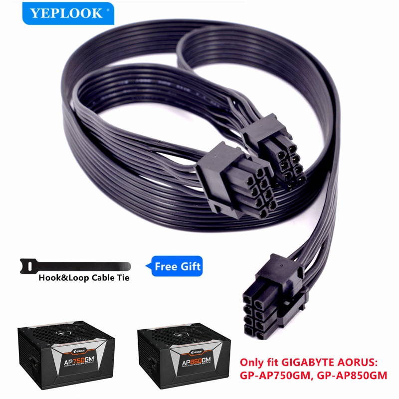 PCIe 8Pin to Dual 8Pin (6+2Pin) สาย GPU 60+20CM 18AWG สําหรับ GIGABYTE AORUS P750W GP-AP750GM, P850W