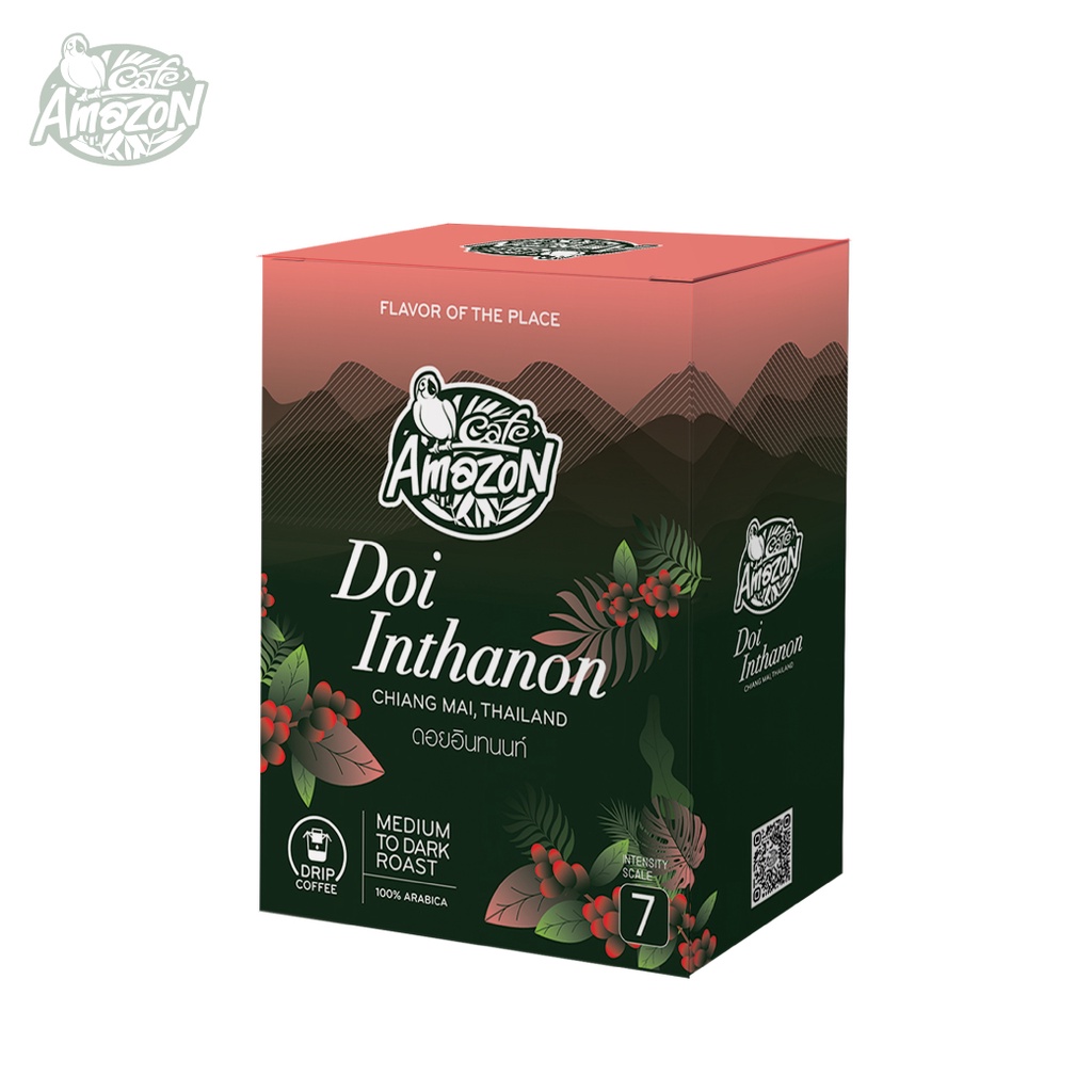 Café Amazon คาเฟ่ อเมซอน Drip Coffee กาแฟดริป (อินทนนท์) 1 กล่อง 
1 กล่อง บรรจุ 5 ซอง (9g./ซอง)