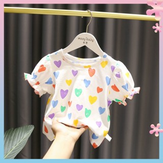 1-5 years old baby girls vitality colorful love top baby girls summer clothes thin breathable girls skin-friendly cotton T-shirt