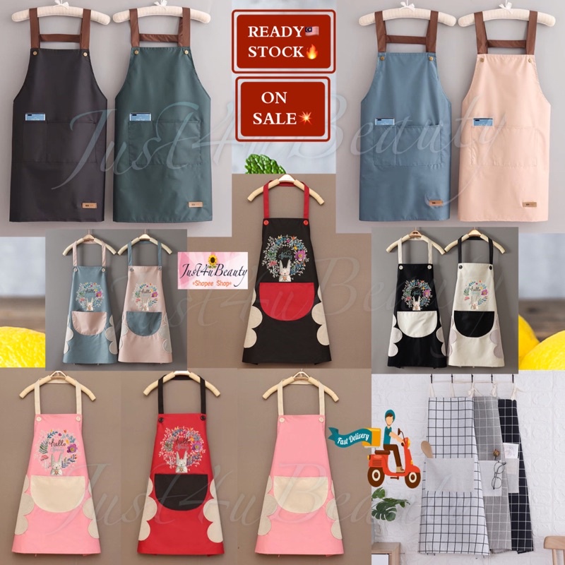 กันน้ํา APRON KITCHEN APRON HOME APRON KITCHEN APRON WITH HAND WIPING และ POCKET OILPROOF APRON 防水 防