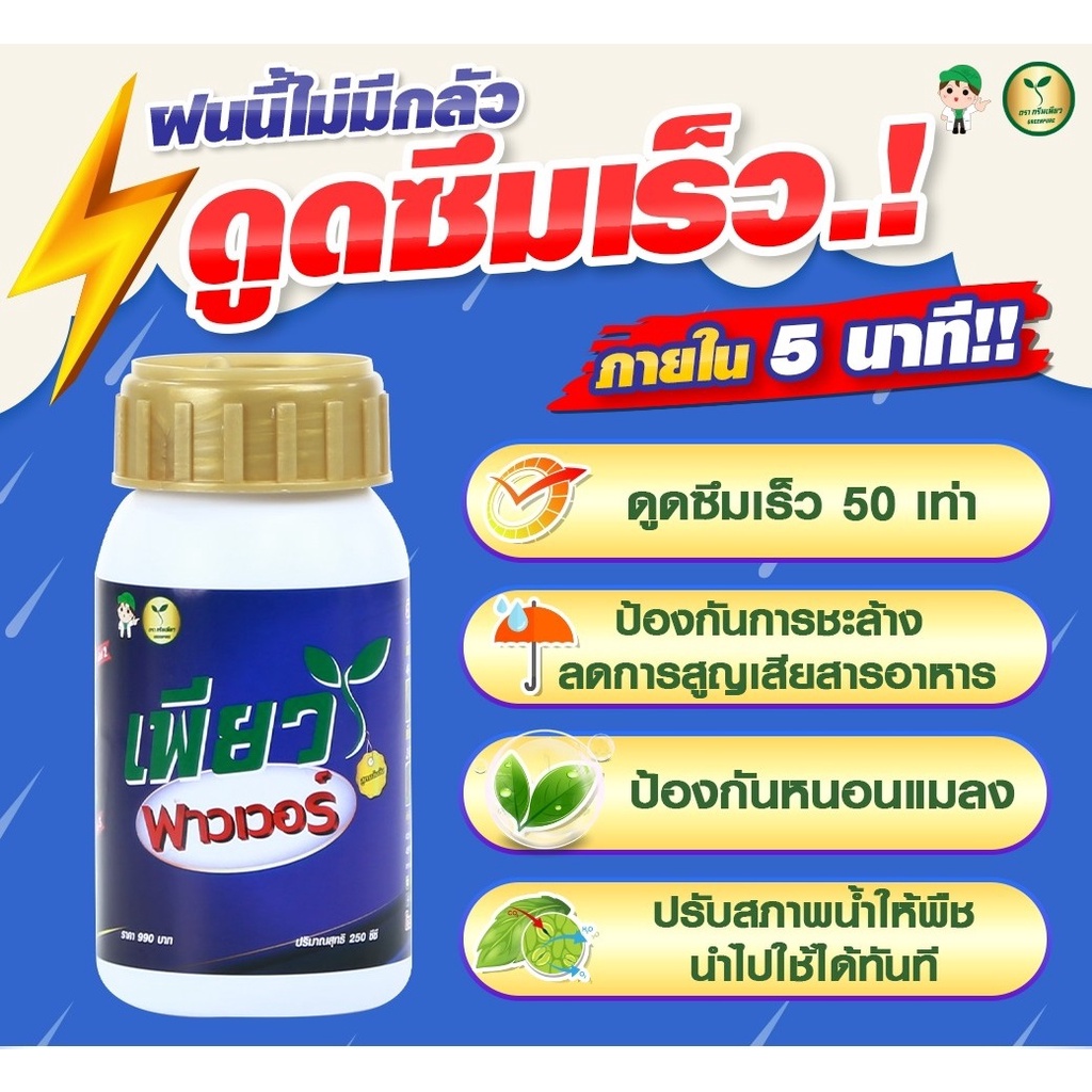 ลดการชะล้าง ดูดซึมไว คุมไข่หนอน เพียวเพาเวอร์ พลัง 3 อิน1 ช่วยเพิ่มประสิทธิภาพการทำงานของสาร สารจับใบนำเข้า เกษตรอินทรีย