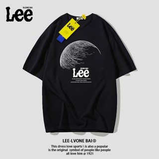 ใหม่ Lee เสื้อยืด ผ้าฝ้าย พิมพ์ลาย อินเทรนด์ สําหรับผู้ชาย และผู้หญิง t-shirt