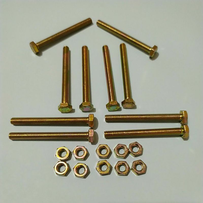 น็อตและน็อต m6x70 สีเหลือง 10 ชิ้น กุญแจ10