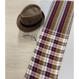 ผ้าขาวม้าผ้าฝ้าย100% ผ้าหมักโคลน สีเหลือง-แดง 1 ผืน ขนาด 100x200 ซม.