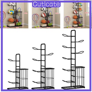 [CUTICATE] Metal Ball Storage Holder Freestanding Basketball Storage Rack for Soccer