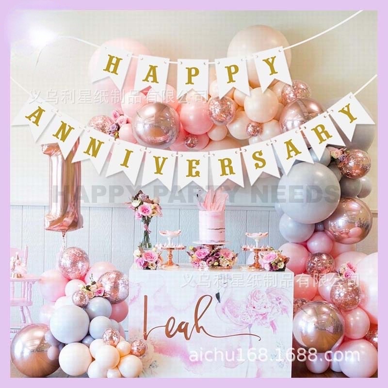 ธง Happy Anniversary วันครบรอบ สําหรับตกแต่งปาร์ตี้