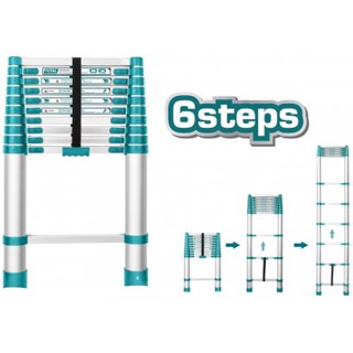 TOTAL บันได รุ่น THLAD08061 บันไดอลูมิเนียม 6ขั้น 6Step สูง1.98 เมตร (รุ่นแข็งแรงพิเศษ)