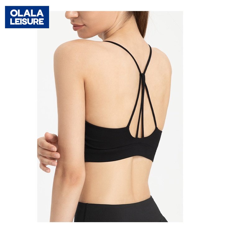 OLALA LEISURE สายรัดบาง สวยงาม ด้านหลัง ดูดซับแรงกระแทก ป้องกันการหย่อนคล้อย ชุดชั้นในกีฬา ผู้หญิง โยคะ สวมเสื้อ พิลาทิสด้านใน ฟิตเนส เสื้อกั๊กด้านบน