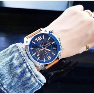 ⌚นาฬิกาชาย DIESEL Chronograph Blue Dial Brown Leatherหน้าปัด สีน้ำเงิน สวยเท่ห์พร้อมส่ง