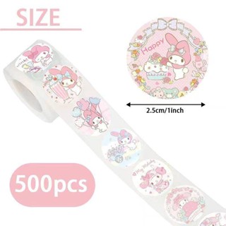 สติกเกอร์ฉลาก ลาย Sanrio My Melody สีสันสดใส สําหรับติดตกแต่งบรรจุภัณฑ์ 500 ชิ้น ต่อแพ็ค