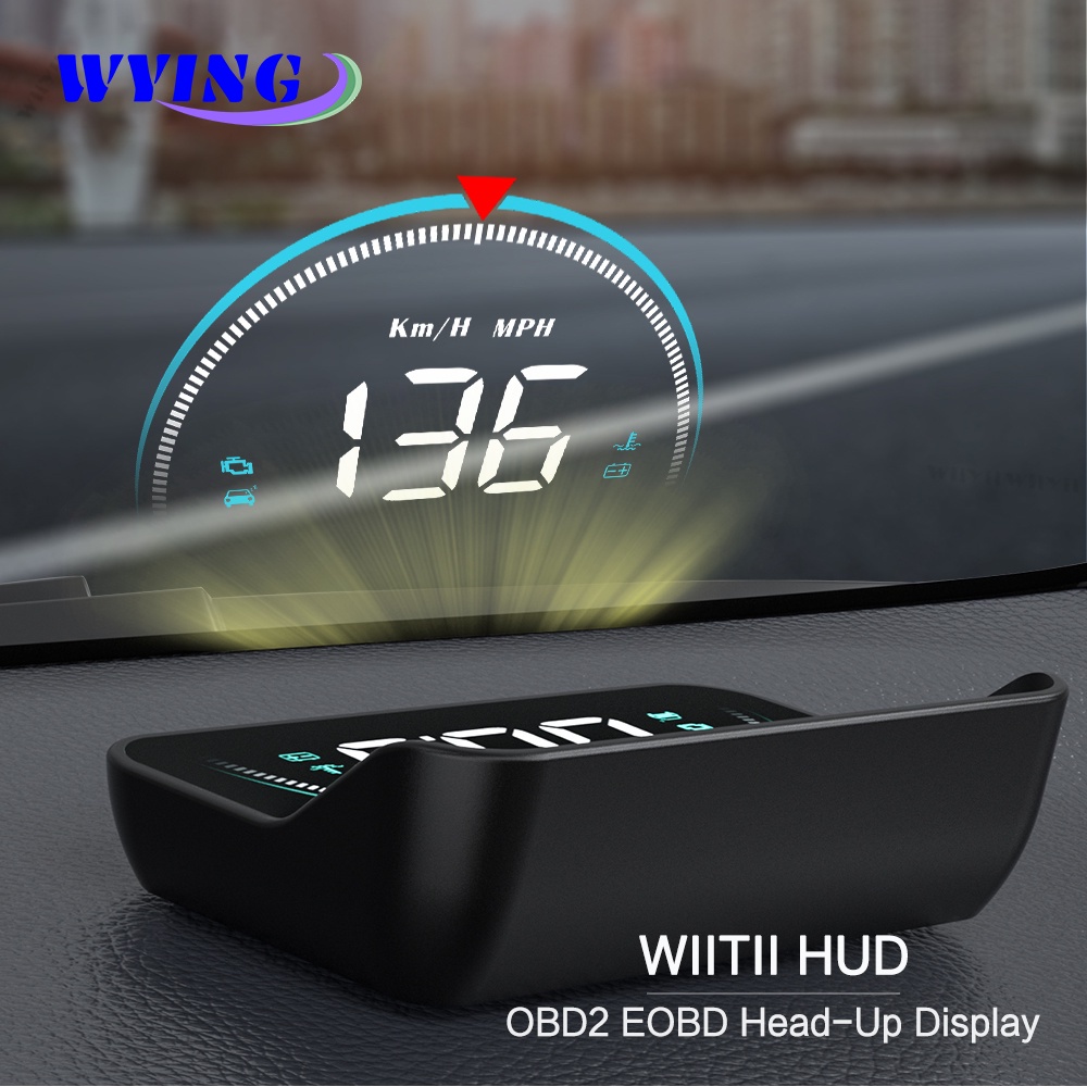 WYING HUD M8 ดีกว่า A100S HUD รถ HUD Head Up จอแสดงผล OBD2 Overspeed คําเตือนอุณหภูมิน้ําอิเล็กทรอนิ
