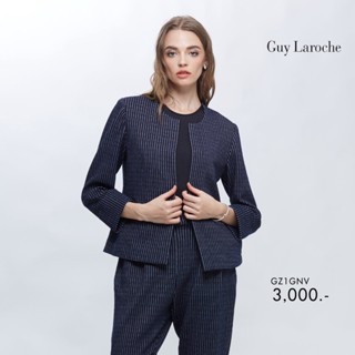 Guy Laroche New GL Jacket แจ็คเก็ตทำงานเนื้อผ้า Jersey Jacquard ลาย Stripes สีกรม (GZ1GNV)