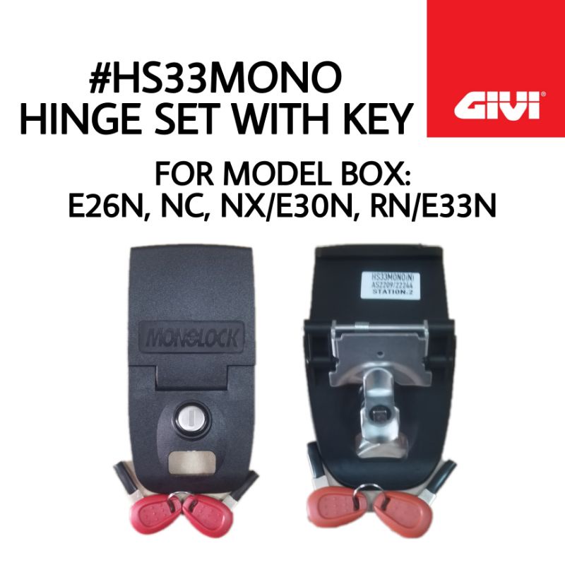 Givi ชุดบานพับ พร้อมกุญแจ ( HS33MONO ) สําหรับ E26N E30RN E33N