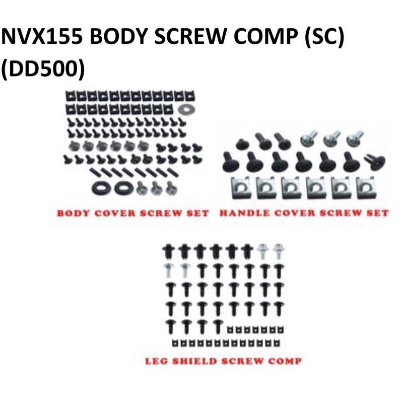 YAMAHA NVX155 BODY SCREW COMPLETE SET ( BODY COVER SCREW SET /HANDLE COVERSCREW SET/ ชุดขา SHIELD SC