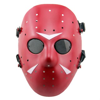 หน้ากาก Mask Friday The 13th วันศุกร์ที่ 13 Jason Voorhees เจสัน วอร์ฮีส์ C-9 สีแดง วัสดุ PC เกรด A สุดโหด Horror