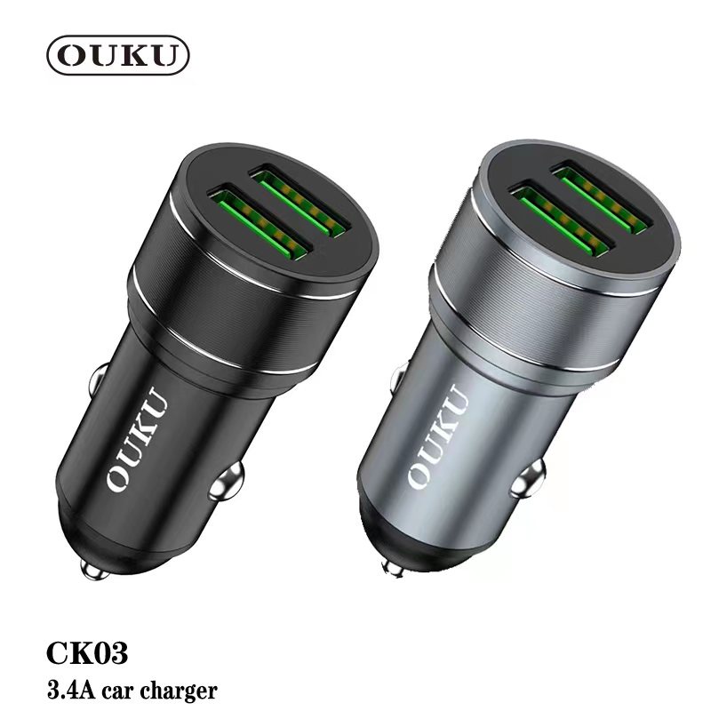 OUKU CK03 ที่ชาร์จมือถือในรถ ชาร์เร็ว3.4A ช่องชาร์จ2รู ของเเท้มีประกัน