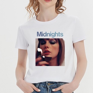 Taylor ใหม่ Album【Midnights】Swift เดียวกันสไตล์พิมพ์เสื้อยืดผู้ชายผู้หญิงใหม่ร้อนขาย Vintage Hip Hop Unisex เสื้อลำลองเส