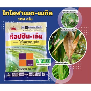 ท๊อปซิน-เอ็ม ขนาด 100กรัม สารป้องกันและกำจัดเชื้อรา ไทโอฟาเนต-เมทิล (thiophanate-methyl) 70% WP