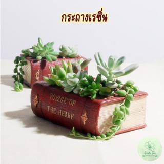 Old Book Resin Pot กระถางตกแต่งสวน กระถางเรซิน กระถางเล็ก กระถางไม้อวบน้ำ กระถางกระบองเพชร กระถางต้นไม้ 10.5x8cm หนังสือ