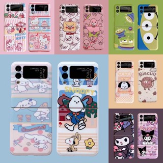 เคสโทรศัพท์มือถือ กันกระแทก ลายการ์ตูน Cinnamoroll Snoopy three eyes kulomi Spongebob น่ารัก สําหรับ Samsung Galaxy Z Flip 4 5G Z Flip 3