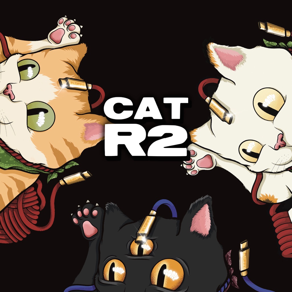 Floppy CAT R2 Deskmat แผ่นรองเม้าส์ ตัดพิเศษ ลายน้องแมว 3 แบบ 65x37cm หนา 5mm