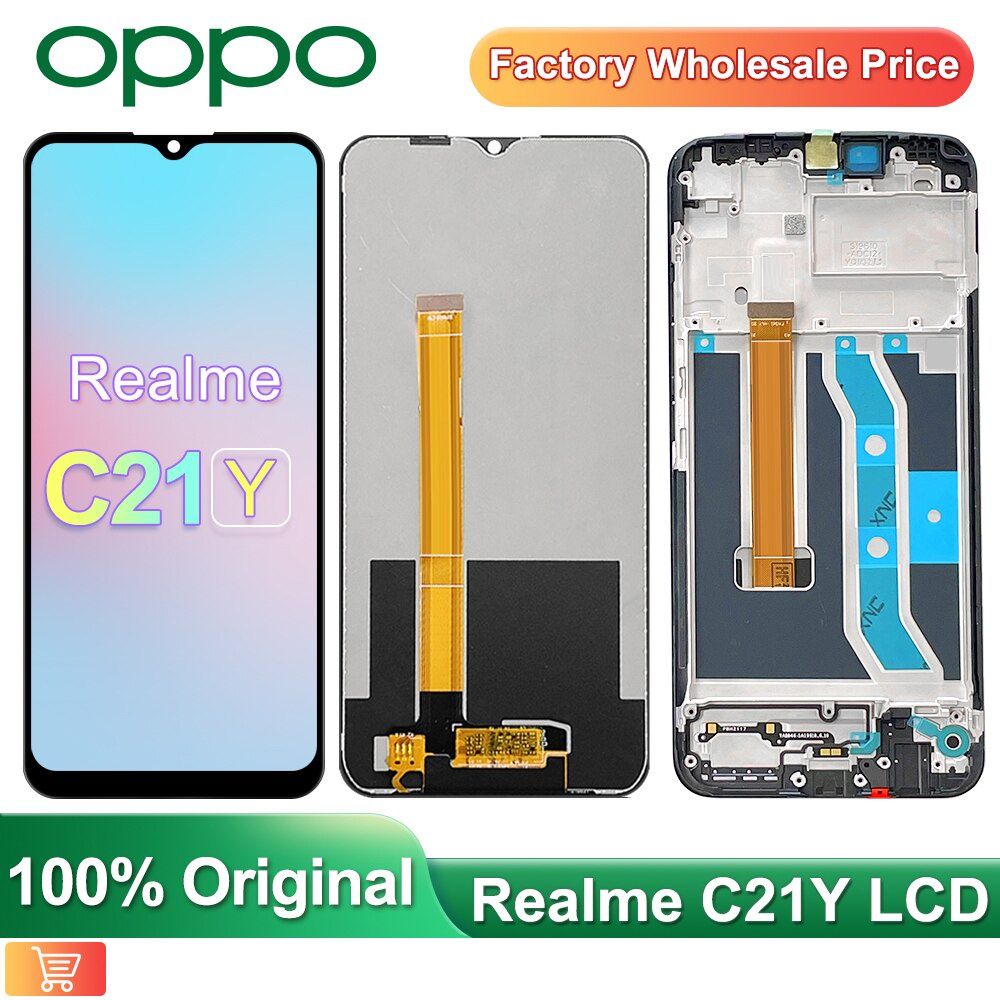 6.5" สําหรับOppo Realme C21Y RMX3261, RMX3263 จอแสดงผลLCD Touch Screenกรอบ,สําหรับOppo Realme-C21Y L