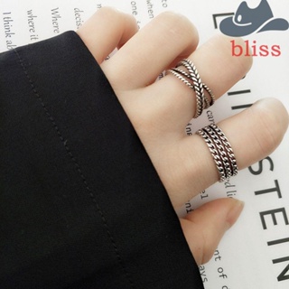 Bliss แหวนสวมนิ้วมือ แต่งโซ่บิด สไตล์พังก์ เรโทร สําหรับผู้หญิง