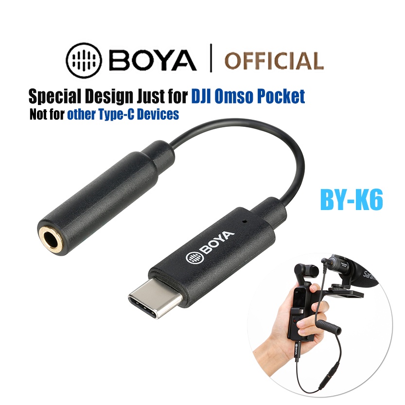 BOYA BY-K6 อะแดปเตอร์แปลงเสียงไมโครโฟน 3.5 มม. TRS (ตัวเมีย) เป็น Type-C สําหรับ