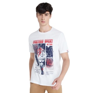 DAVIE JONES เสื้อยืดพิมพ์ลาย สีขาว Graphic Print T-Shirt in white TB0192WH bh