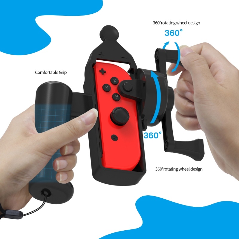 Timi2 Somatosensory เกม Handgrip Controller ผู้ถือตกปลา Rod Hand Grip การหมุน 360 องศาโรเตอร์สําหรับสวิทช์