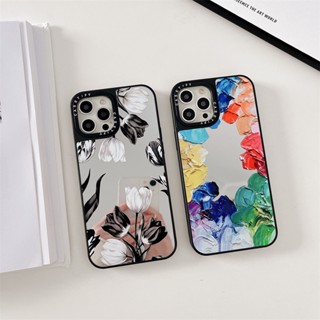 Casetify เคสโทรศัพท์มือถือ TPU กันกระแทก ลายกลีบดอกทิวลิป มีกระจก สําหรับ iPhone 14 Pro MAX 14 Plus 13 12 11 Pro MAX