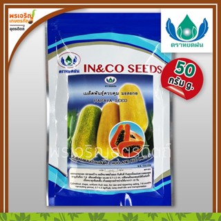 เมล็ดพันธุ์มะละกอ มะละกอฮอลแลนด์ เรดอินโค HOLLAND RED INCO 3 (50 กรัม) เมล็ดมะละกอซองใหญ่ เมล็ดพันธุ์ผักสวนครัว ตราหยดฝน