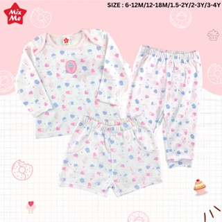 Mixme เสื้อแขนยาว กางเกงขาสั้น กางเกงขายาว สีขาว สามารถเลือกแบบใดแบบนึงได้ตามรายละเอียดด้านล่าง ผ้าซีวีซีอินเตอร์ลอค