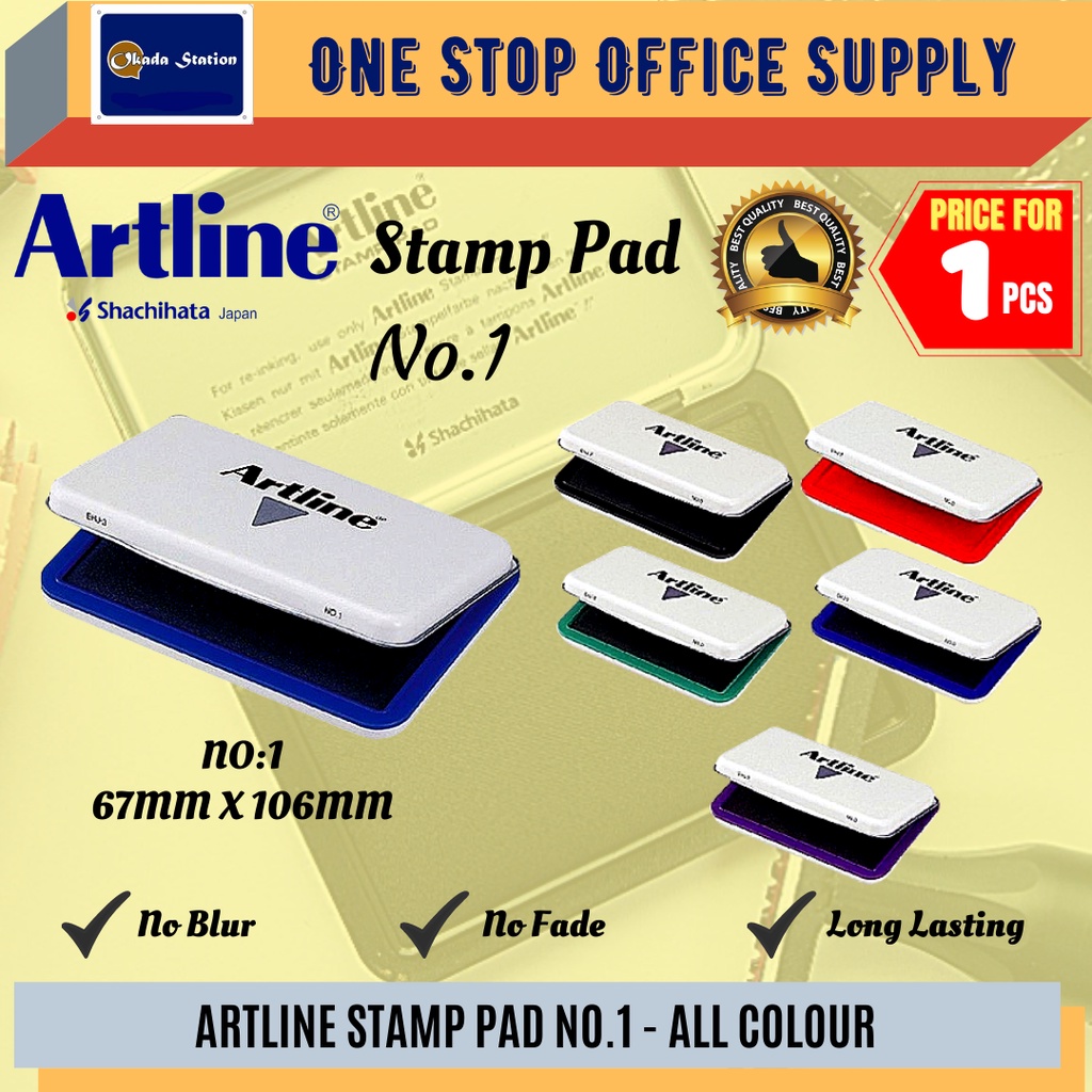 Artline Stamp Pad No.1 (สีดํา/น้ําเงิน/แดง) / Artline Chop Pad / Artline Stamp Pad No.1