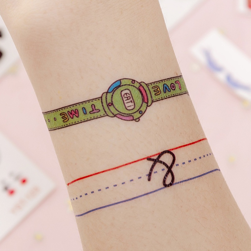 No.8 (30 PCS) แทททูมินิมอล แทททูฮยอนอา สไตล์เกาหลี สติ๊กเกอร์tattoo แทททู สีชัด ติดเนียน กันน้ำ ติดทนนาน 3-7 วัน