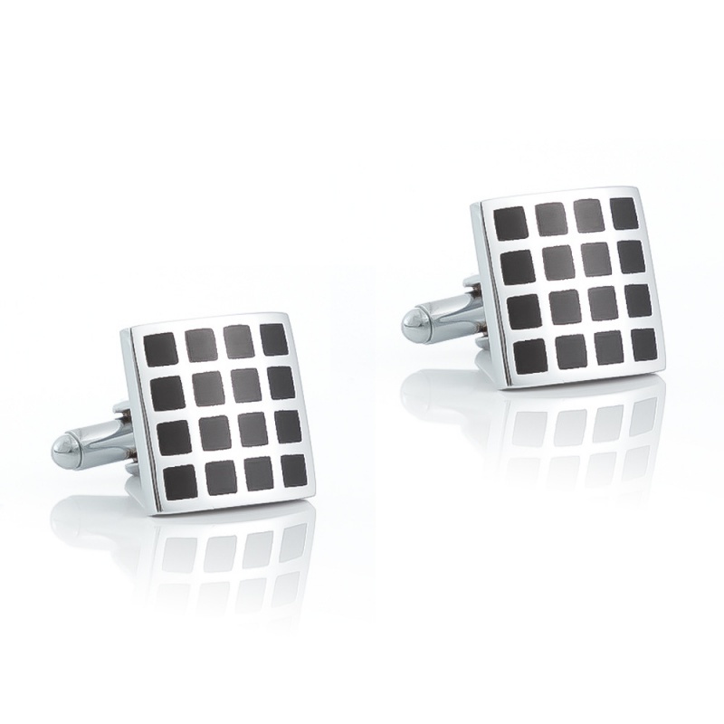 เครื่องประดับแฟชั่น Cufflinks New Boutique สีดําลายสก๊อต Cufflink สีเคลือบ Cufflinks เสื้อฝรั่งเศส C