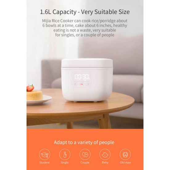 Xiaomi Mijia Rice cooker หุงข้าวไฟฟ้า ขนาด1.6 ลิตร เชื่อมต่อ App Mi Home ได้
