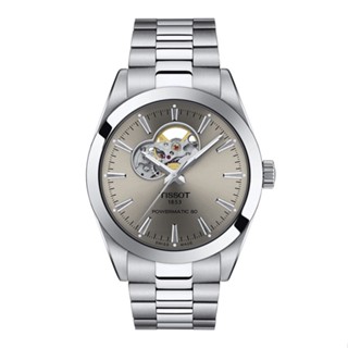 Tissot Gentleman Powermatic 80 Open Heart ทิสโซต์ เจนเทิลแมน สีโรเดียม เทา T1274071108100 นาฬิกาผู้ชาย