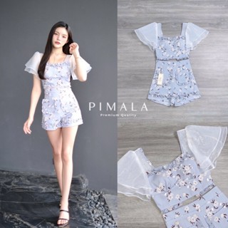 เซ็ตเสื้อแขนฟรุ้งฟริ้ง และกางเกงขาสั้นลายดอกไม้ (A936) Pimala