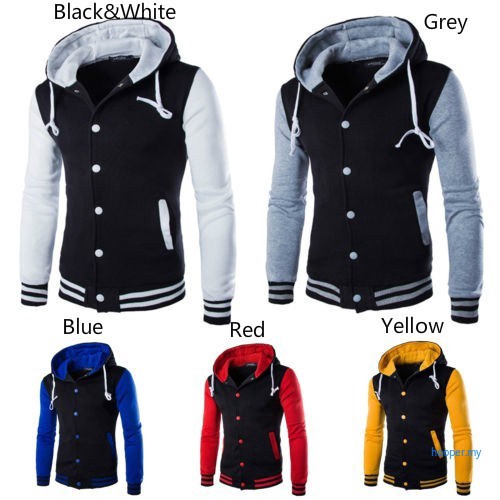 &VO&Baju Hoodie Men Jacket Lelak Baseball Outwear Varsity College University Letterman Sport