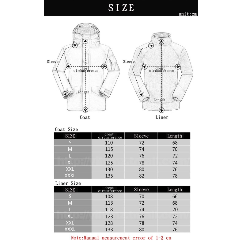 Tactical Windbreaker Coat G8 Waterproof Jacket Detachable Liner Autumn Winter Outdoor Hiking Sports Windproof Warm Fleec #4