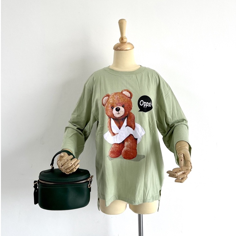 KATUN HELLOFOYER Viral เสื้อยืดผู้หญิง 7/8 Sleeve Bear Oops Motif / Penguin Model T-Shirt / Jumbo Gi