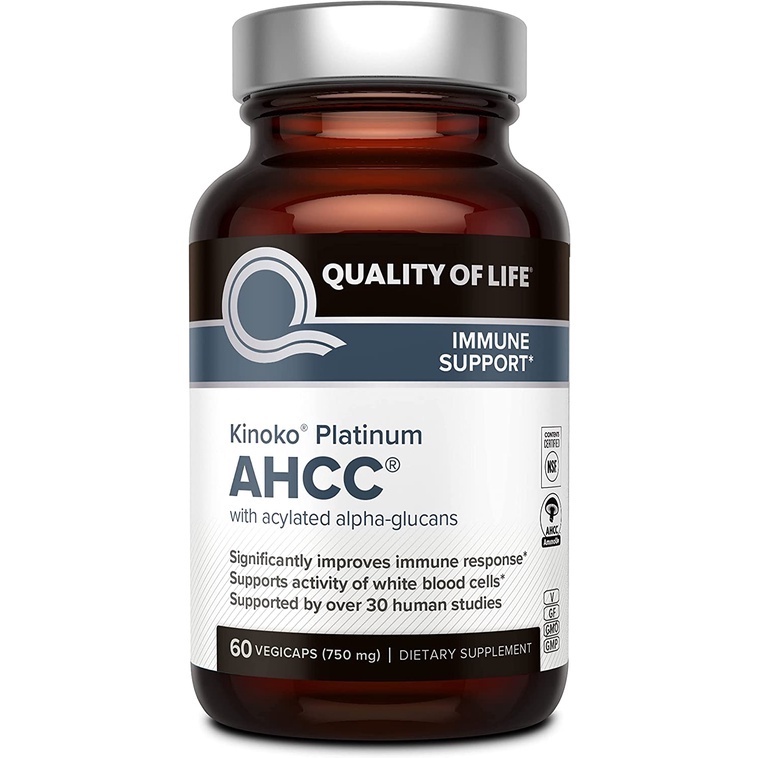 Quality of Life - Kinoko Platinum AHCC 60 capsules Alpha-Glucans เสริมสร้างภูมิคุ้มกัน บำรุงตับ เซลล
